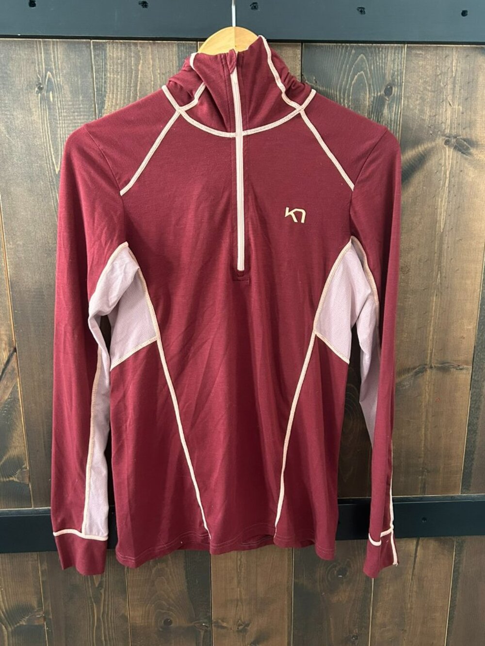 Kari Traa Quarter Zip Wool Blend Long Sleeve Hoodie Women's Size M